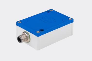White-blue tilt sensor housing with side M12 connector