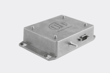 Rectangular aluminum housing with mounting flange and serial interface